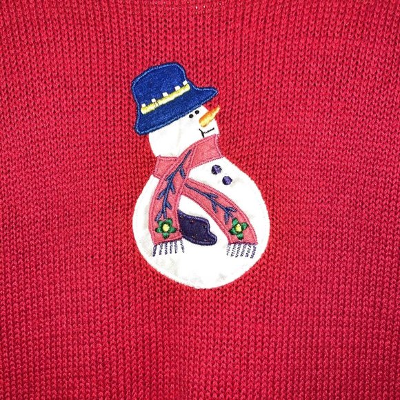VTG Bobbie Brooks Snowman Themed Holiday Christmas Vest Medium Ugly Sweater - Picture 5 of 8